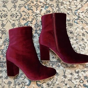 Burgundy Velvet Booties | Size 11